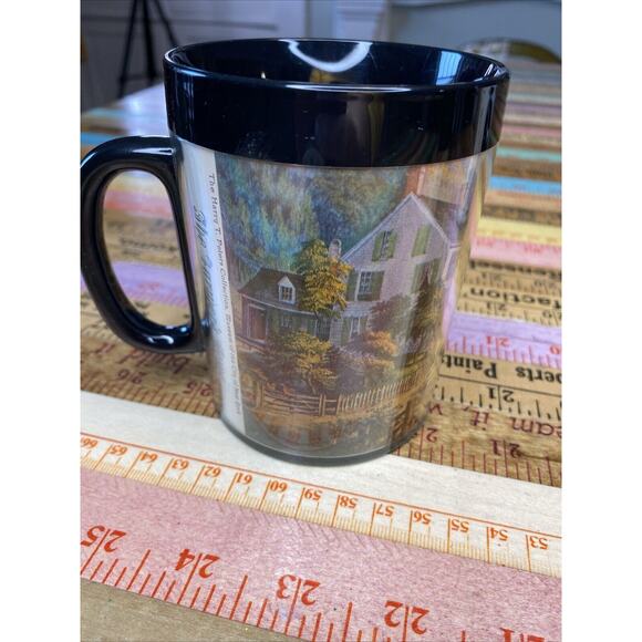 2 Vintage 80s Thermo-Serv Coffee Mugs made in USA Cabin Mill Print Currier Ives - Picture 8 of 11